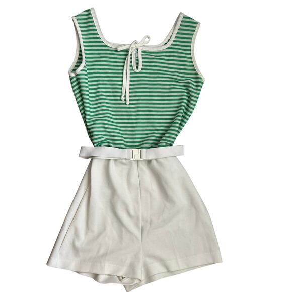 Vintage 1960's-70's Striped Romper W/ Belt Size Small - Picture 1 of 6